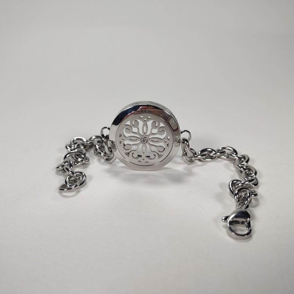 Aromatherapy Diffuser Silver Toned Bracelet With Magnetic Closure - Picture 2 of 5
